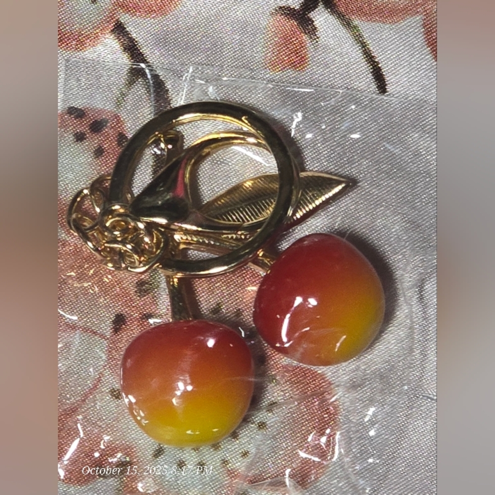 Cherry Gold-Tone bagcharm